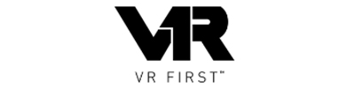 VR First logo and illustration on a white background